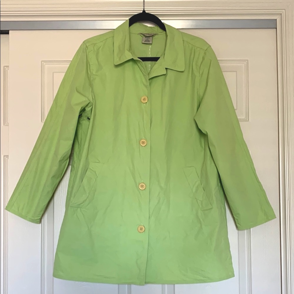L.L. Bean Classic Mid-Length Trench Coat Women’s L Green